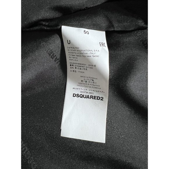 DSQUARED2 Single Rider Jacket / Lamb Leather Bomber / 50/Sheep Leather / Blk NWT - Picture 16 of 16